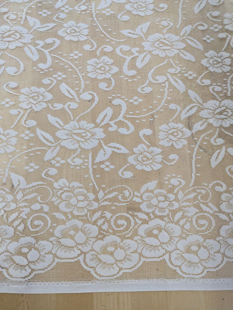 Floral Off White Lace Polyester/Nylon Fabric - Off White, Floral Pattern, 56/57" Width (1 Yard)