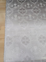 Silver Church Metallic Cross Polyester Brocade Fabric - White/Silver Cross Pattern, 58/59" Width (1 Yard)