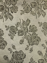 Gray Metallic Rose Polyester Brocade Fabric - Black/Gold Metallic Outline, 58/59" Width (1 Yard)