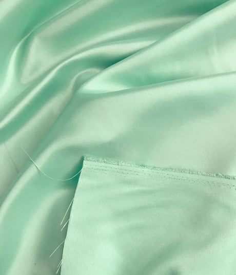 Dull Satin (Peau De Soie) Polyester Fabric - Aquamarine, Matte Finish, 58-59" Width (1 Yard)