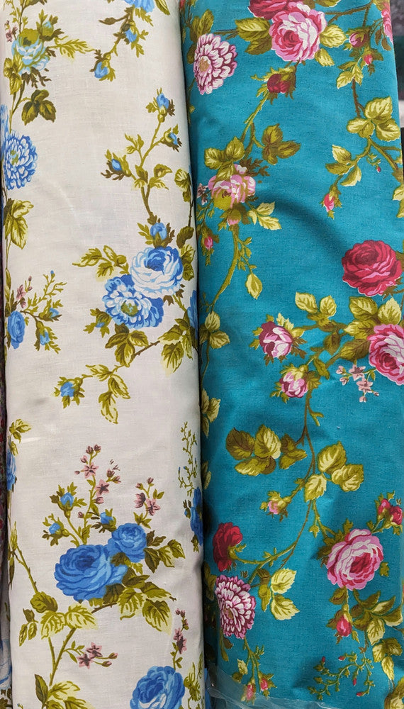 Roses Polycotton Fabric - Floral Roses Print, 59/60" Width (1 Yard)