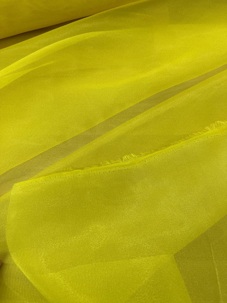Crystal Organza Polyester Fabric - Bright Yellow, 58/59" Width (1 Yard)
