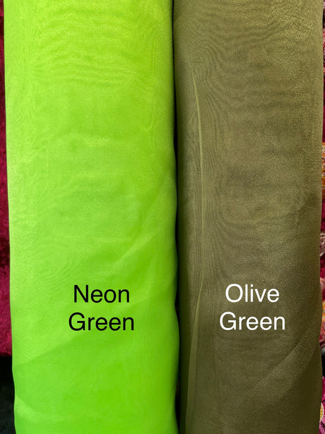 Crystal Organza Polyester Fabric - Neon Green, 58/59" Width (1 Yard)
