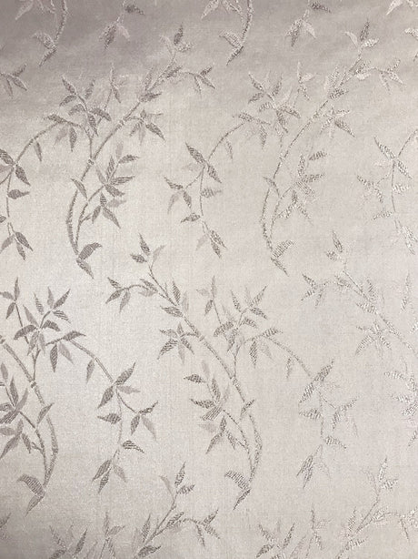 Ice Pink Metallic Vine Polyester Brocade Fabric - Ice Pink, Metallic Silver Vine Pattern, 58/59" Width (1 Yard)