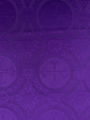Church Cross Brocade Polyester Fabric - Matte Finish, Cross Pattern, 58/59" Width, 5 Colors (1 Yard)