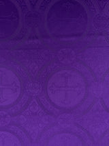 Church Cross Brocade Polyester Fabric - Matte Finish, Cross Pattern, 58/59" Width, 5 Colors (1 Yard)