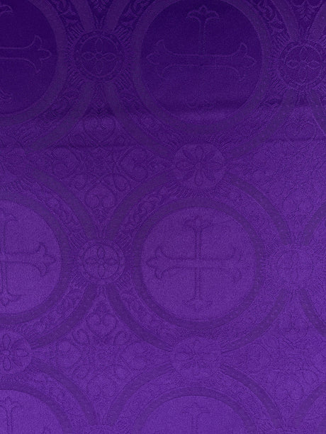 Church Cross Brocade Polyester Fabric - Matte Finish, Cross Pattern, 58/59" Width, 5 Colors (1 Yard)