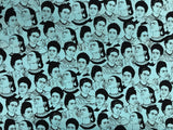 Robert Kaufman Frida Cotton Fabric - Blue Frida Face Print, 44/45" Width (1 Yard)