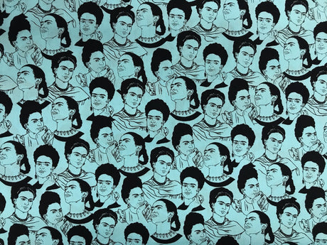 Robert Kaufman Frida Cotton Fabric - Blue Frida Face Print, 44/45" Width (1 Yard)