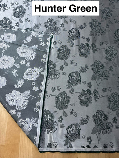 Flower Jacquard Brocade Polyester Fabric - Floral Pattern, 58/59" Width, 5 Colors (1 Yard)