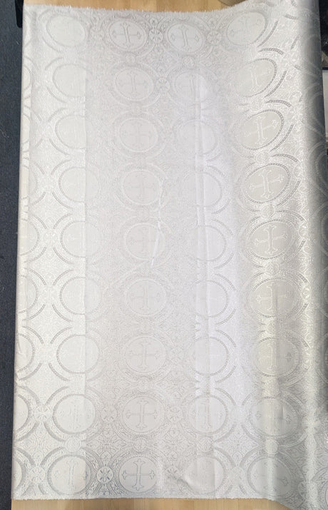 Church Metallic Cross Polyester Brocade Fabric - Metallic Cross Jacquard, 58/59" Width, Silver, Light Gold, Purple/Gold, Green/Gold (1 Yard)