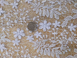 Daisy Bridal Lace Polyester Fabric - White, Off White, Pink, Small Flower Embroidery With Clear Sequins, 50-51" Width (1 Yard)
