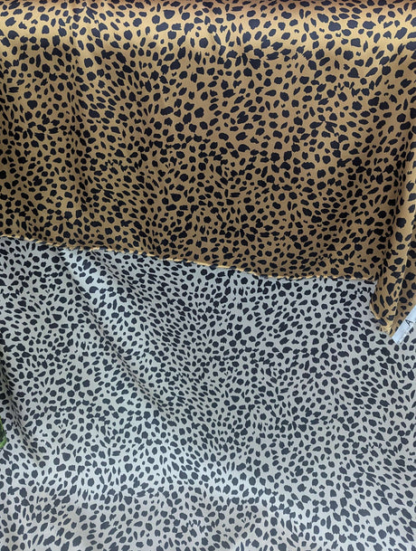 Printed Charmeuse Animal Print 100% Polyester Fabric - Light Brown/Tan Animal Print, 58/59" Width (1 Yard)