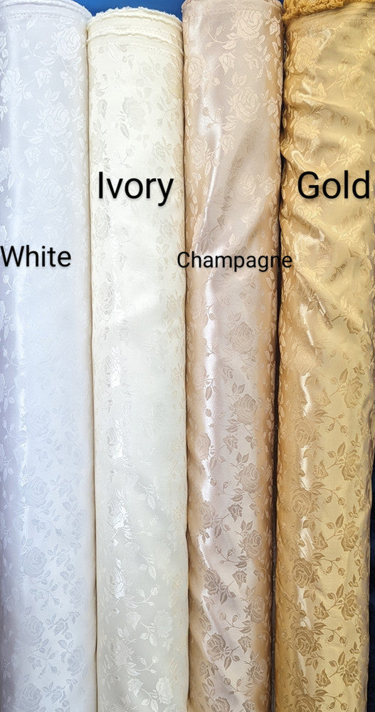 Satin Brocade Polyester Fabric - Multiple Colors, Floral Jacquard, 58/59" Width (1 Yard)