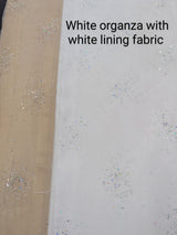Dew Drop Sparkle Organza Polyester Fabric - White, Ice Pink Iridescent Dewdrop Pattern, 58-59" Width (1 Yard)