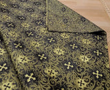 Small Metallic Cross Polyester Brocade Fabric - Multiple Colors, Small Metallic Cross Pattern, 58-59" Width (1 Yard)