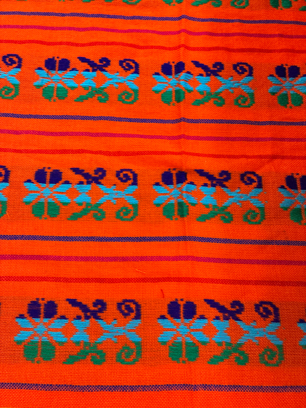 Ramo Naranja Acrylic Fabric - Orange Multicolor Design, Horizontal Pattern, 30" Width (1 Yard)