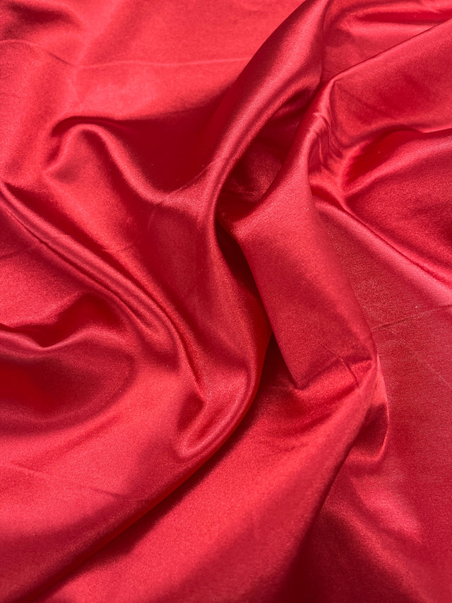 Stretch Charmeuse Polyester Spandex Fabric - Red, 58/59" Width (1 Yard)