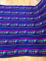Pirámide Acrylic Fabric - Royal Blue Multicolor Geometric Pyramid Pattern, Horizontal Design, 30" Width (1 Yard)