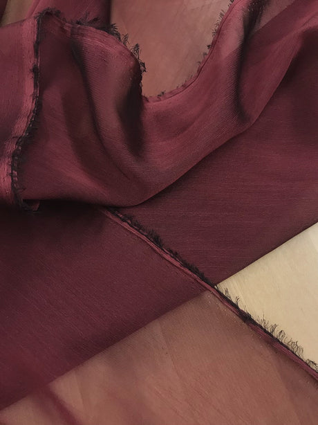 Two Tone Chiffon Polyester Fabric - Burgundy, Two Tone, 58/59" Width (1 Yard)