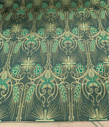Church Metallic Brocade Wheat And Cross Polyester Brocade Fabric - Green, Red, Gold And Purple, Metallic Cross, Grapes And Wheat Jacquard, 58-59" Width (1 Yard)