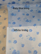 Organza With Flowers Polyester Fabric - Light Blue/Dark Blue Floral, 58/59" Width (1 Yard)
