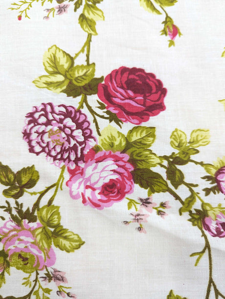 Roses Polycotton Fabric - Floral Roses Print, 59/60" Width (1 Yard)