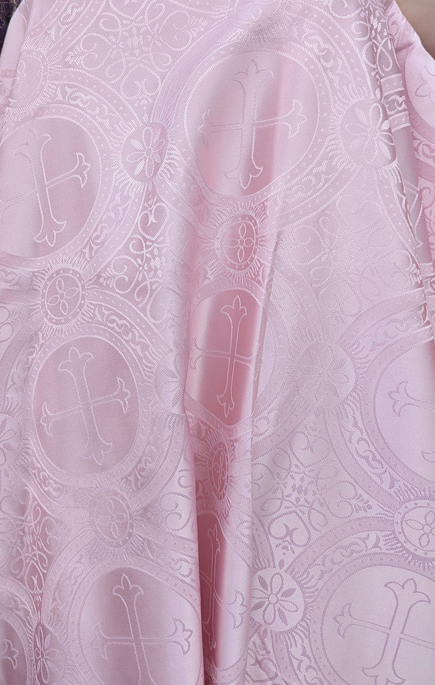 Church Cross Brocade Polyester Fabric - Matte Finish, Cross Pattern, 58/59" Width, 5 Colors (1 Yard)