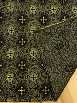 Small Metallic Cross Polyester Brocade Fabric - Multiple Colors, Small Metallic Cross Pattern, 58-59" Width (1 Yard)