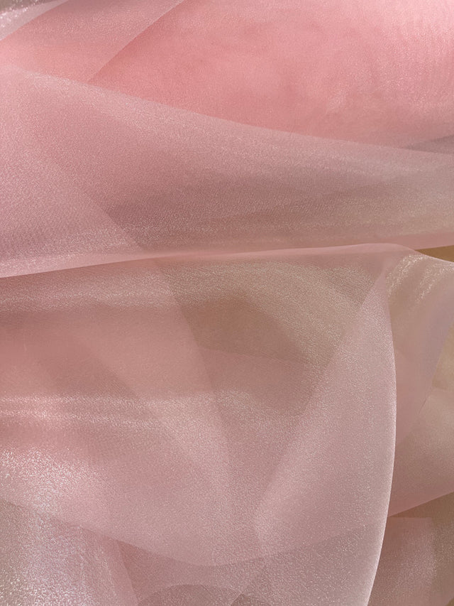 Blossom Pink Polyester Organza Fabric - Blossom Pink, Crystal Sheen, 58/59" Width (1 Yard)
