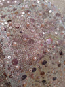 All Over Beads And Sequins Bridal Lace Polyester Fabric - Blush Pink And Light Ivory, Mesh With Beads, Sequins And Pearls, 59/60" Width (1 Yard)