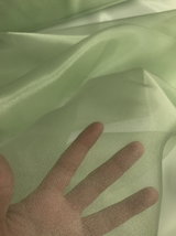 Crystal Organza Polyester Fabric - Moss Green, Sheer Shiny Finish, 58/59" Width (1 Yard)