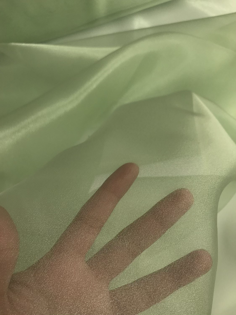 Crystal Organza Polyester Fabric - Moss Green, Sheer Shiny Finish, 58/59" Width (1 Yard)