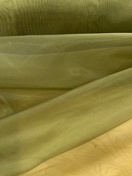 Crystal Organza Polyester Fabric - Olive Green, 58/59" Width (1 Yard)
