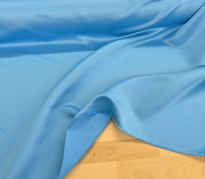 Peau De Soie Dull Satin Polyester Fabric - Light Turquoise, 58/59" Width (1 Yard)