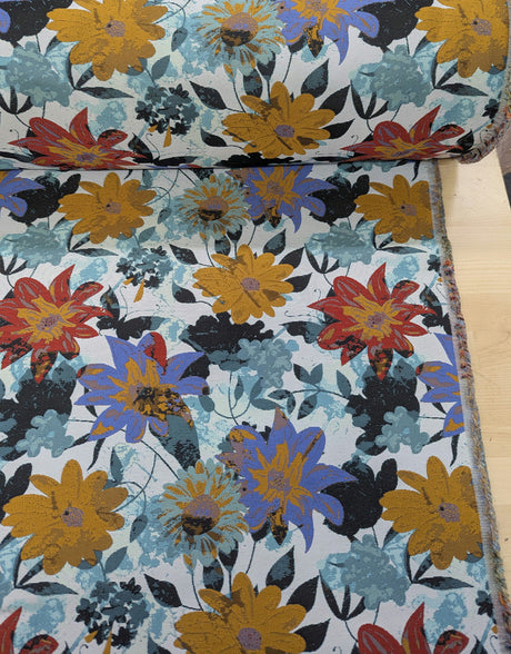 Matte Jacquard With Flowers Polyester Jacquard Fabric - Floral Pattern, Matte Finish, 58/59" Width (1 Yard)