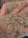 Beaded Bridal Lace Polyester Fabric - Black, Champagne, Lilac Floral Mesh With Sequins, Beads And Pearls, 49/50" Width (1 Yard)