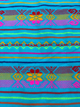 Atardecer Turquesa Acrylic Fabric - Turquoise Multicolor Horizontal Design, 30" Width (1 Yard)
