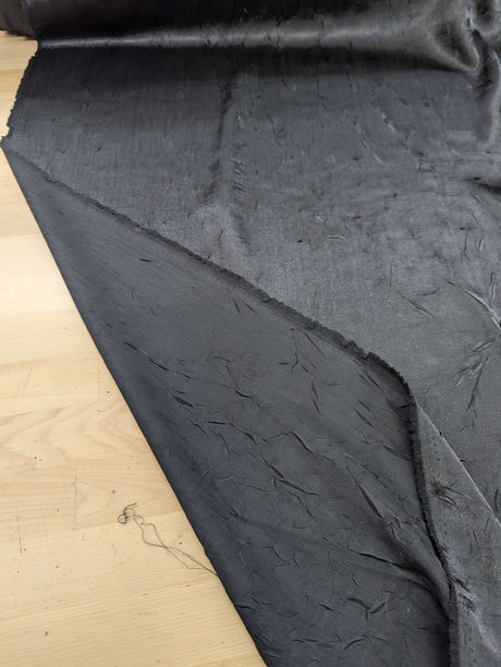 Black Crushed Charmeuse Polyester Fabric - Black, Crushed Finish, 54" Width (1 Yard)