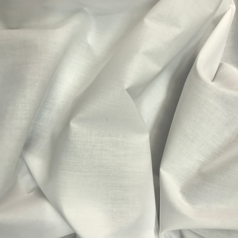 Broadcloth Poly Cotton Fabric - White, 58/59" Width (1 Yard)