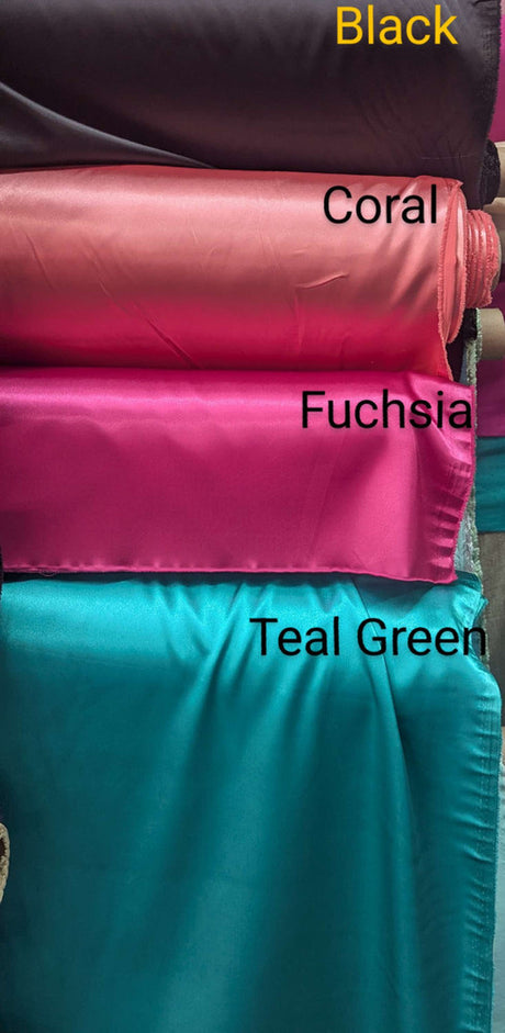 Stretch Charmeuse Polyester Spandex Fabric - Teal Blue, Teal Green, Dark Aqua Green, 58/59" Width (1 Yard)