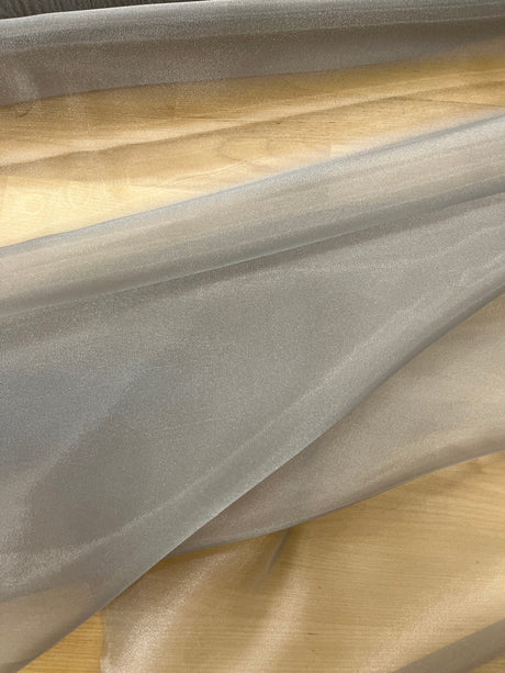 Crystal Organza Polyester Fabric - Gray Sheer, 58/59" Width (1 Yard)