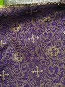 Small Metallic Cross Polyester Brocade Fabric - Multiple Colors, Small Metallic Cross Pattern, 58-59" Width (1 Yard)