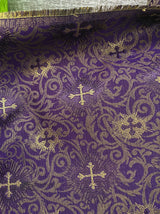 Small Metallic Cross Polyester Brocade Fabric - Multiple Colors, Small Metallic Cross Pattern, 58-59" Width (1 Yard)