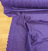 Cotton Eyelet Poly Cotton Fabric - Assorted Colors, Floral Eyelet Embroidery, Scalloped Borders, 44/45" Width (1 Yard)