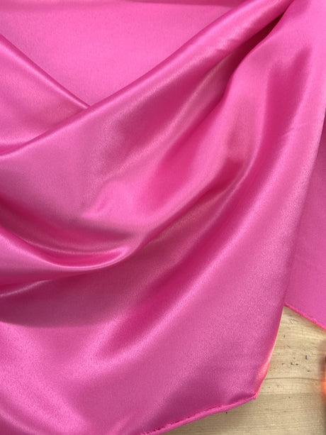 Peau De Soie Dull Satin Polyester Fabric - Hot Pink, 58/59" Width (1 Yard)