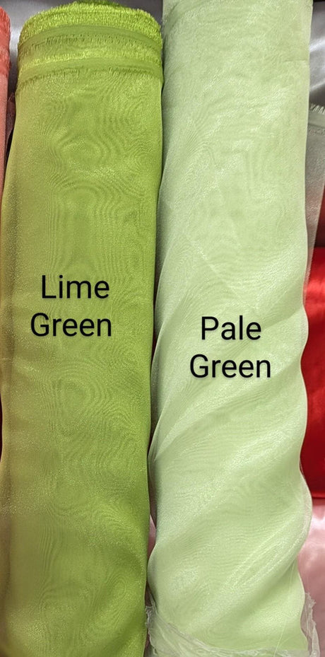 Crystal Organza Polyester Fabric - Lime Green, Pale Green, 58/59" Width (1 Yard)
