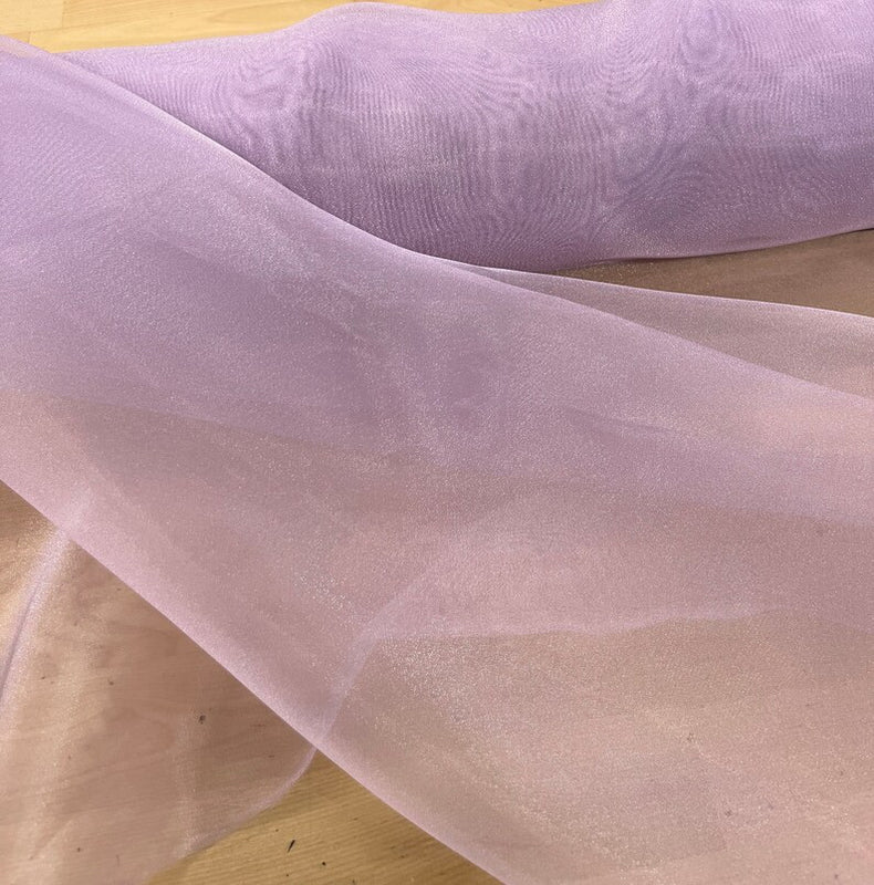 Crystal Organza Polyester Fabric - Light Lilac, Sheer, Shimmery, 58/59" Width (1 Yard)