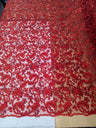 All Over Flowers With Sequins Polyester Lace Fabric - Multiple Colors, Floral Mesh With Metallic Thread, 50" Width (1 Yard)