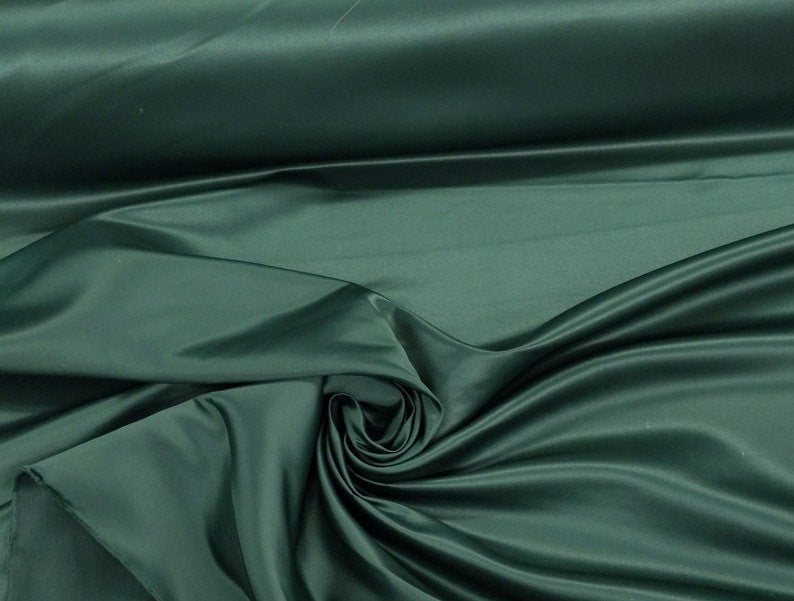 Peau De Soie Dull Satin Polyester Fabric - Dark Hunter Green, 58/59" Width (1 Yard)